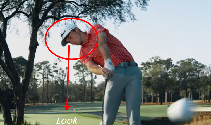 Image of the direction of the gaze during the quarter swing